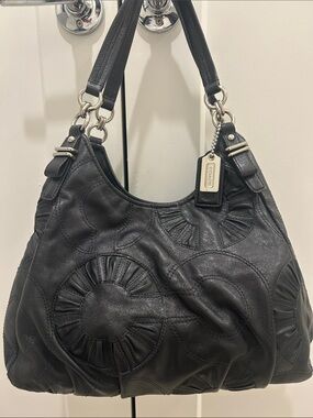 Coach (EUC) Madison Op Art Maggie Embellished Leather Shoulder Bag